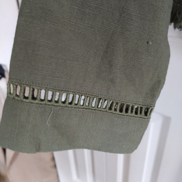 ND New Directions Olive Green Cutout Detail Blazer Jacket M - Picture 6 of 11